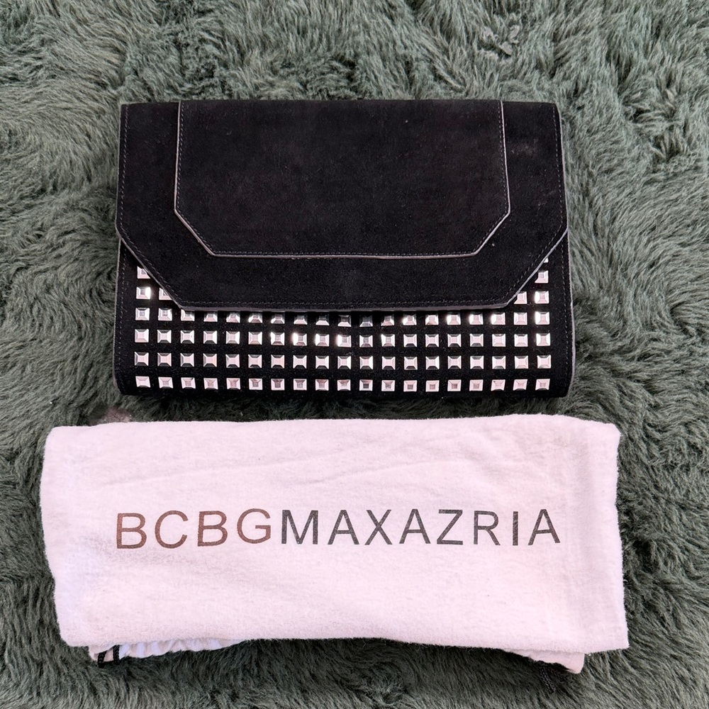 BCBGMaxAzria Black and Silver Studded Clutch